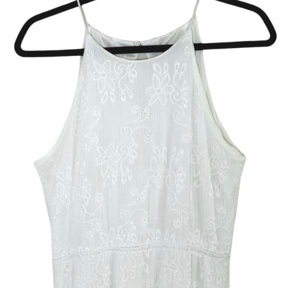 Love Ady Women’s Embroidered Cotton Halter Maxi Dress Ivory Size S/M - Picture 4 of 8